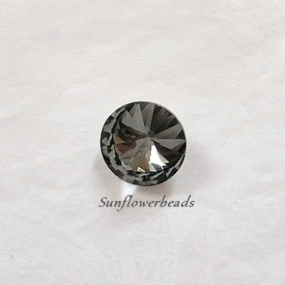 1 Rivoli, runder Glasstein 14 mm - black diamond